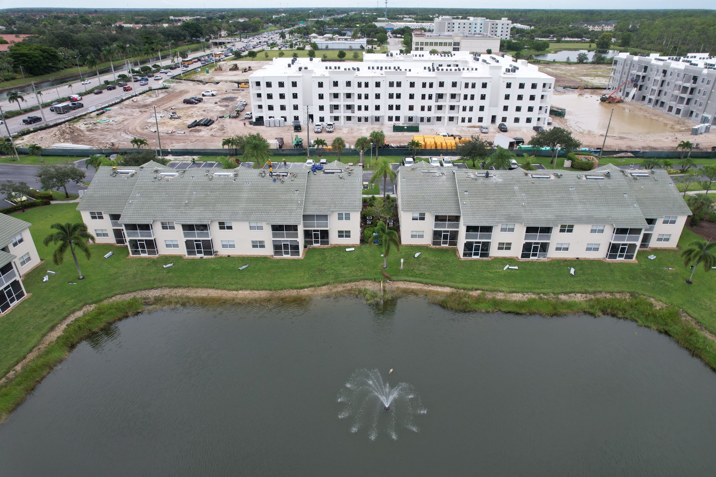 Tile roof work in progress at Bermuda Palms